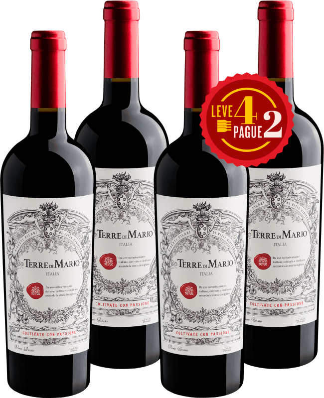 Kit Loucuras do Gênio #19: Leve 4 e Pague 2 Terre di Mario Vino Rosso-Abboccato