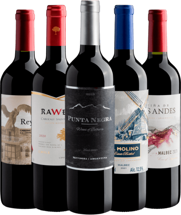 Kit Especial Cabernet Sauvignon e Malbec | 5 por 36,90 cada garrafa