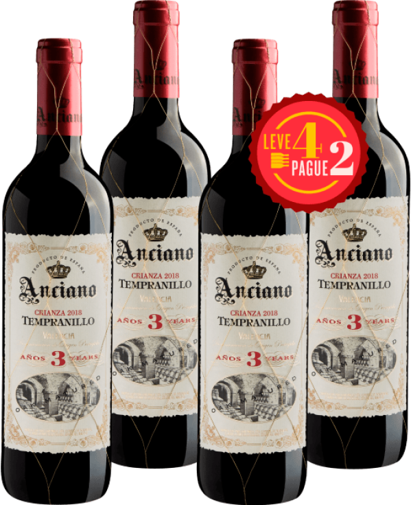 Leve 4, Pague 2: Anciano Crianza 3 Years Tempranillo Valencia DOP 2018