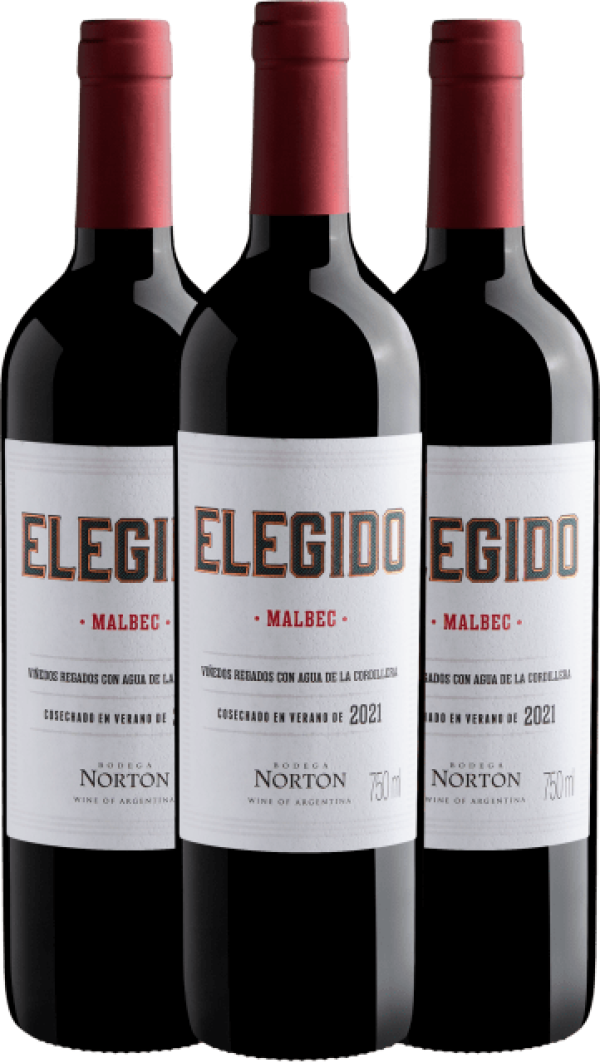 Kit 3 Bodega Norton Elegido Malbec 2021