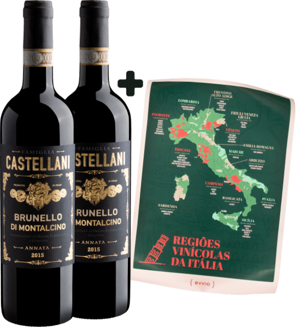Kit 2 Brunello di Montalcino + Frete Grátis + Pôster Regiões Vinícolas da Itália