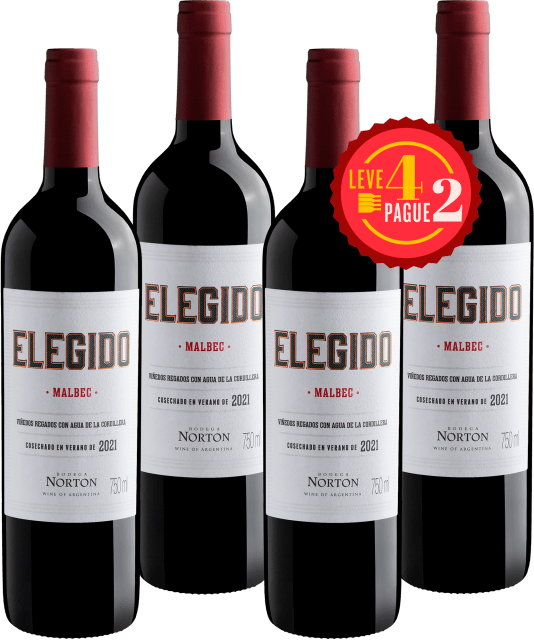 Kit Leve 4 Pague 2: Bodega Norton Elegido Malbec 2021