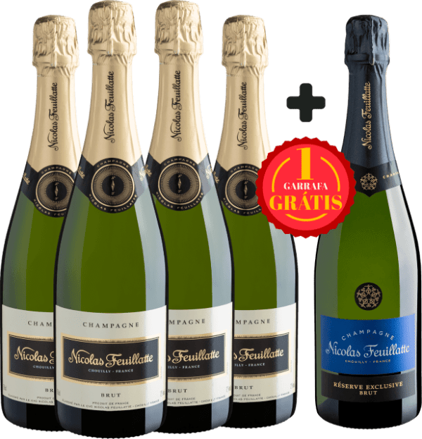 Leve 4 Champagne Nicolas Feuillatte Brut e Ganhe 1 Champagne Nicolas Feuillatte Réserve Exclusive Brut