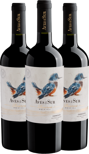 Kit 3 Aves Del Sur Carménère Reserva Valle Pencahue D.O.